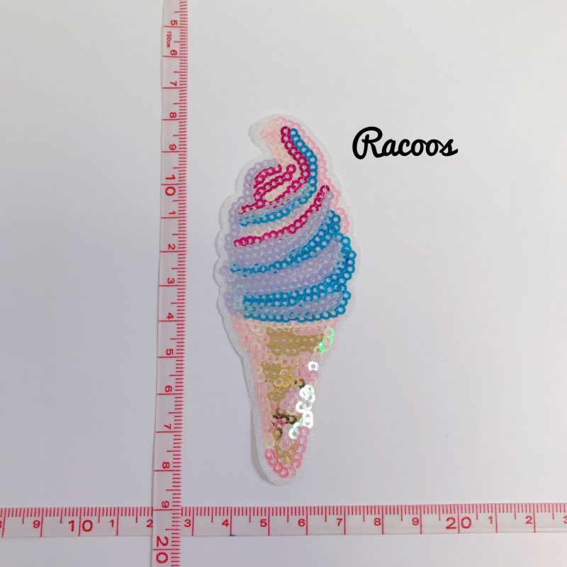 WA-02】ソフトクリーム オーロラスパンコール ワッペン - Racoos yarn shop